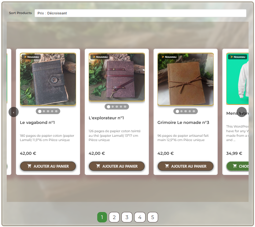 Bloc Fab-woo cartes en version row / en ligne